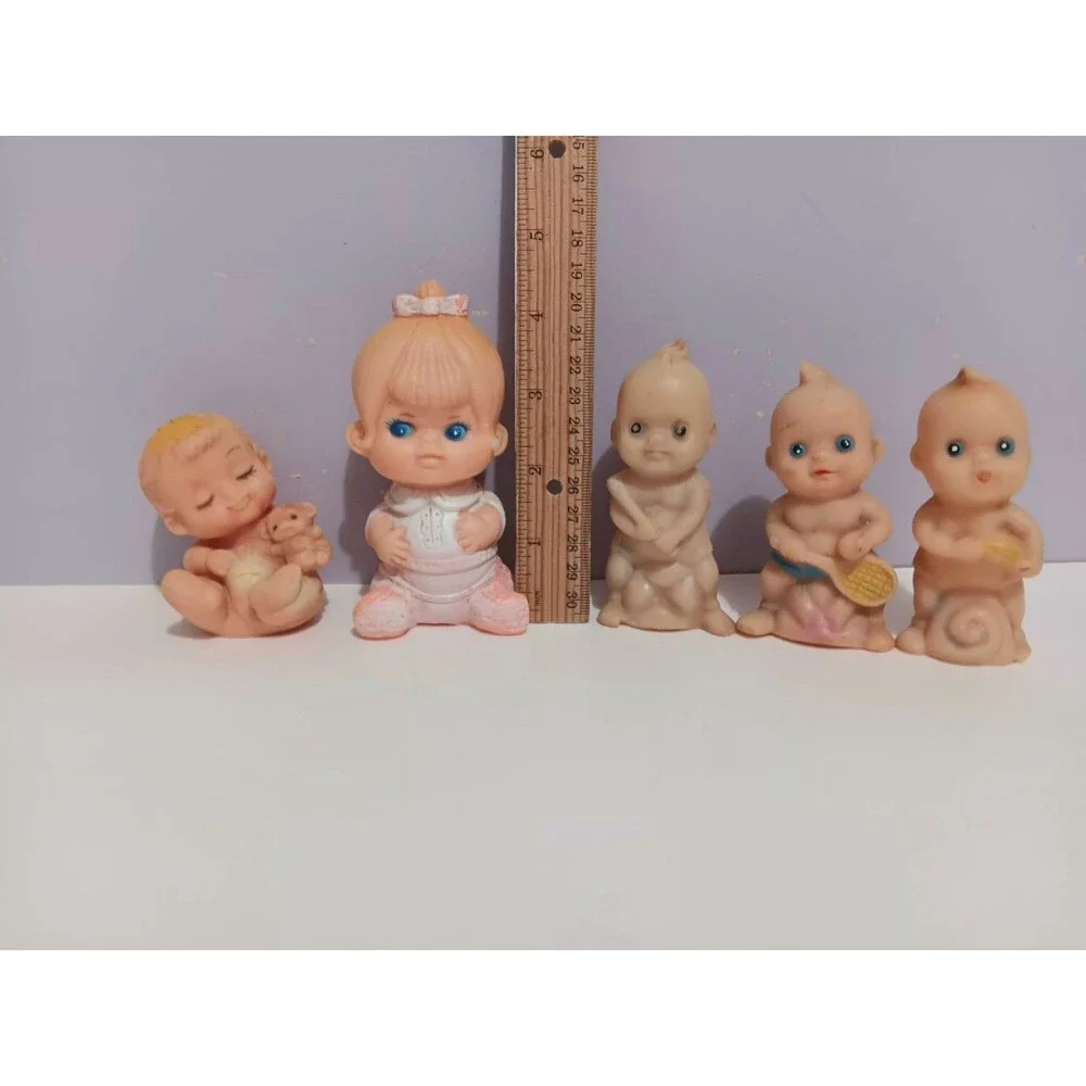 Dolls Rubber Vintage Squeeze  Girl Babies Lot of 5 Assorted Sizes